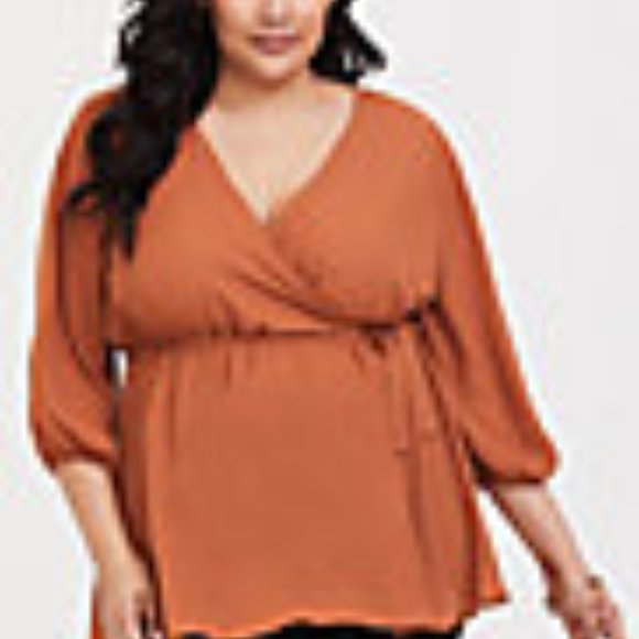 Torrid Sz 6 Marigold Surplice Tie Blouse - Picture 4 of 4